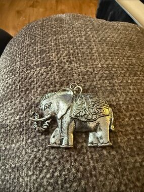 Silver-Tone Elephant Pendant Necklace Charm